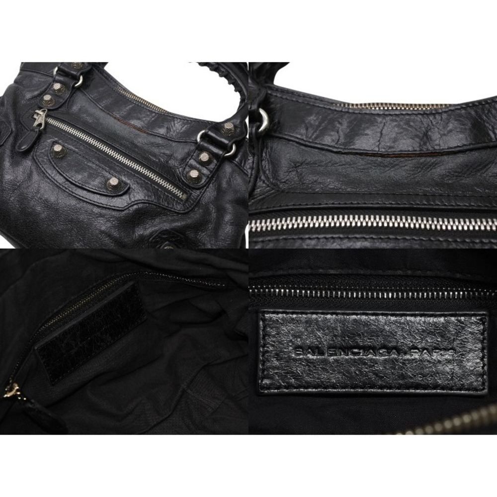 Balenciaga Black Calfskin Leather Shoulder Bag City Handbag The - Picture 7 of 8